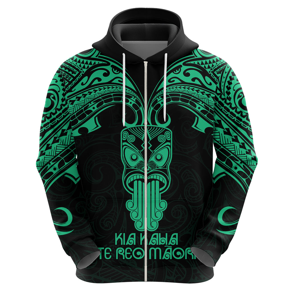 Personalised New Zealand Te Reo Maori Hoodie Kia Kaha Maori Language Week Green Style - Wonder Print Shop