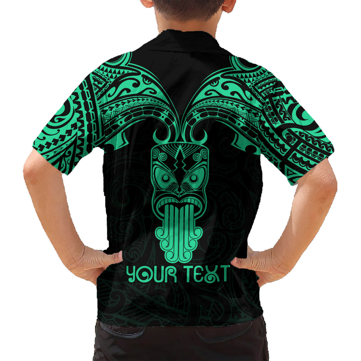 Personalised New Zealand Te Reo Maori Kid Hawaiian Shirt Kia Kaha Maori Language Week Green Style - Wonder Print Shop