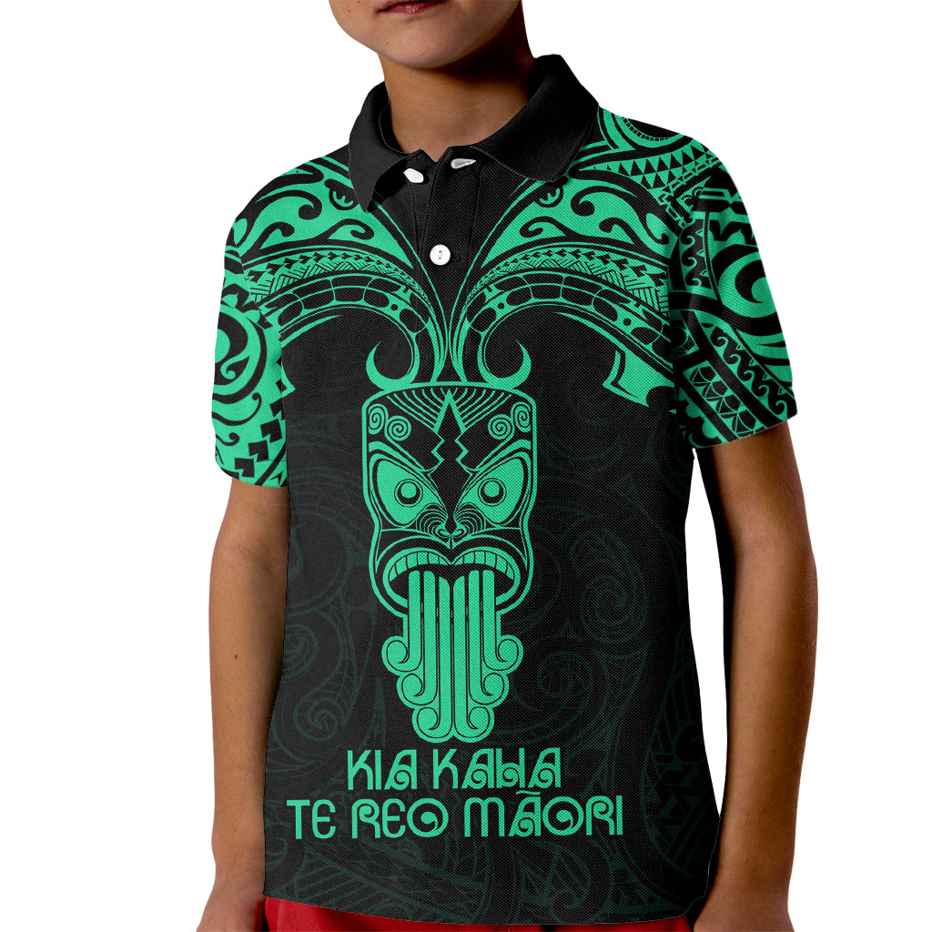 Personalised New Zealand Te Reo Maori Kid Polo Shirt Kia Kaha Maori Language Week Green Style - Wonder Print Shop