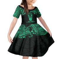 Personalised New Zealand Te Reo Maori Kid Short Sleeve Dress Kia Kaha Maori Language Week Green Style - Wonder Print Shop