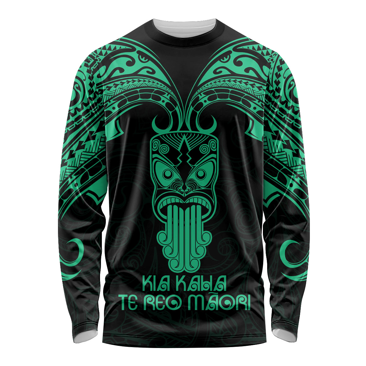 Personalised New Zealand Te Reo Maori Long Sleeve Shirt Kia Kaha Maori Language Week Green Style - Wonder Print Shop