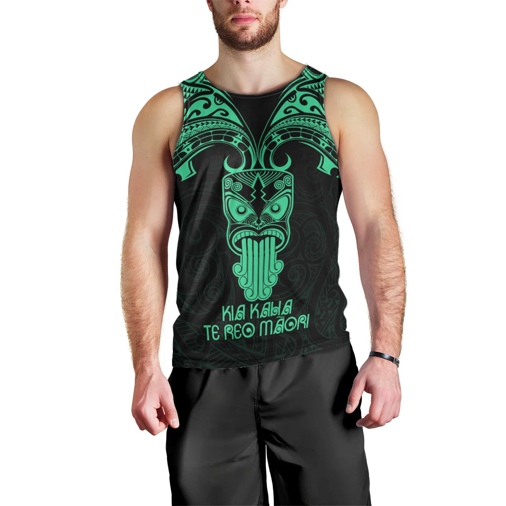Personalised New Zealand Te Reo Maori Men Tank Top Kia Kaha Maori Language Week Green Style LT9