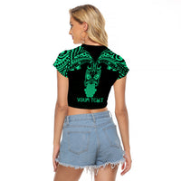 Personalised New Zealand Te Reo Maori Raglan Cropped T Shirt Kia Kaha Maori Language Week Green Style - Wonder Print Shop