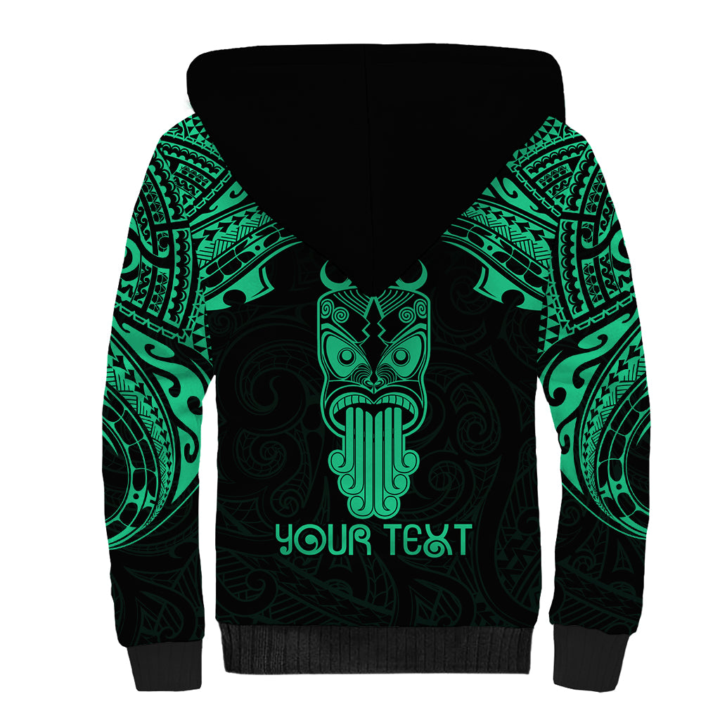 Personalised New Zealand Te Reo Maori Sherpa Hoodie Kia Kaha Maori Language Week Green Style - Wonder Print Shop