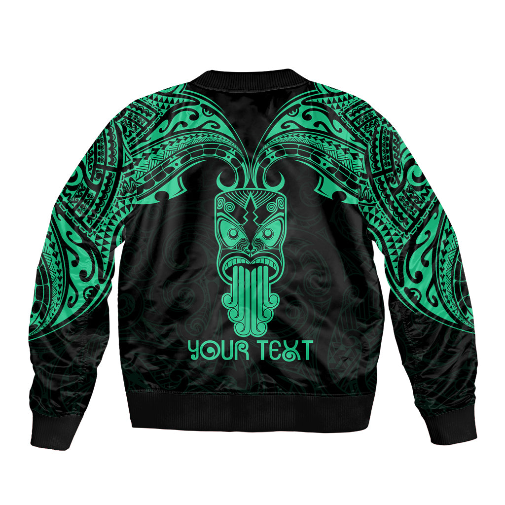Personalised New Zealand Te Reo Maori Sleeve Zip Bomber Jacket Kia Kaha Maori Language Week Green Style - Wonder Print Shop