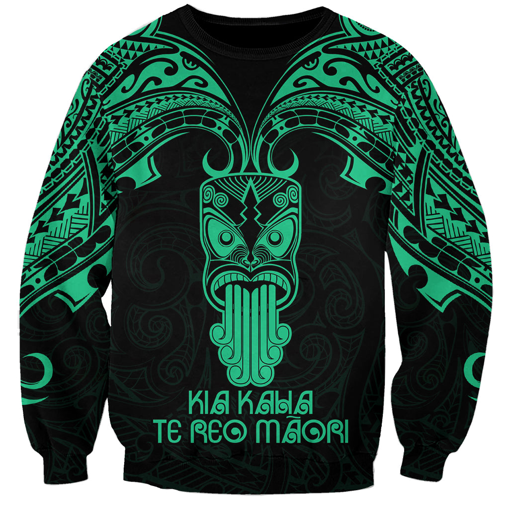 Personalised New Zealand Te Reo Maori Sweatshirt Kia Kaha Maori Language Week Green Style - Wonder Print Shop