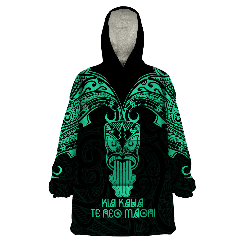 Personalised New Zealand Te Reo Maori Wearable Blanket Hoodie Kia Kaha Maori Language Week Green Style - Wonder Print Shop