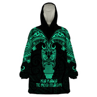 Personalised New Zealand Te Reo Maori Wearable Blanket Hoodie Kia Kaha Maori Language Week Green Style - Wonder Print Shop