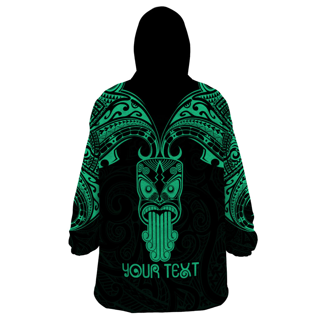 Personalised New Zealand Te Reo Maori Wearable Blanket Hoodie Kia Kaha Maori Language Week Green Style - Wonder Print Shop