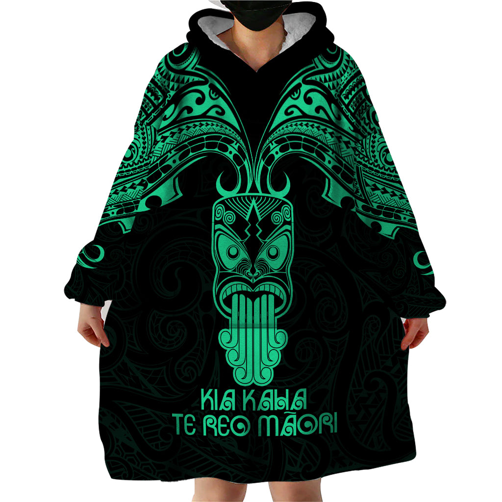 Personalised New Zealand Te Reo Maori Wearable Blanket Hoodie Kia Kaha Maori Language Week Green Style - Wonder Print Shop