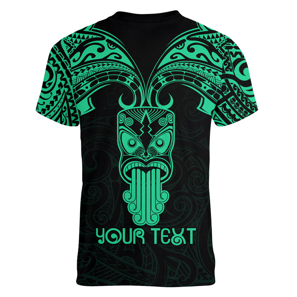 Personalised New Zealand Te Reo Maori Women V Neck T Shirt Kia Kaha Maori Language Week Green Style - Wonder Print Shop