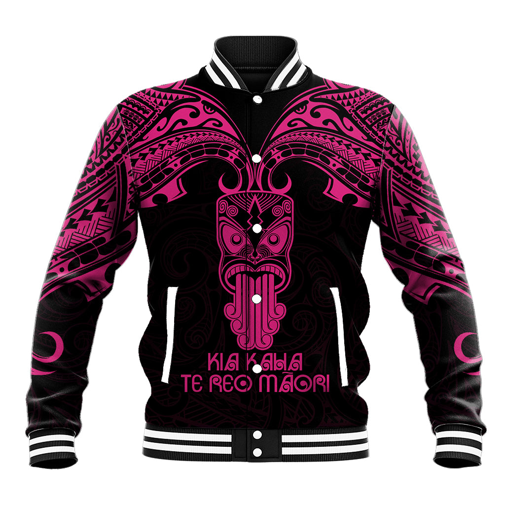 Personalised New Zealand Te Reo Maori Baseball Jacket Kia Kaha Maori Language Week Pink Style LT9 - Wonder Print Shop