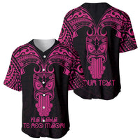 Personalised New Zealand Te Reo Maori Baseball Jersey Kia Kaha Maori Language Week Pink Style LT9 - Wonder Print Shop