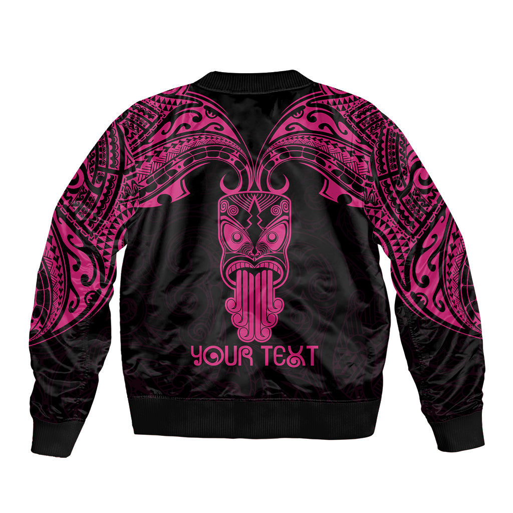 Personalised New Zealand Te Reo Maori Bomber Jacket Kia Kaha Maori Language Week Pink Style LT9 - Wonder Print Shop