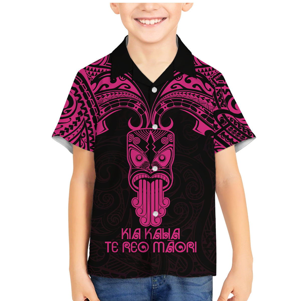 Personalised New Zealand Te Reo Maori Family Matching Mermaid Dress and Hawaiian Shirt Kia Kaha Maori Language Week Pink Style LT9 - Wonder Print Shop