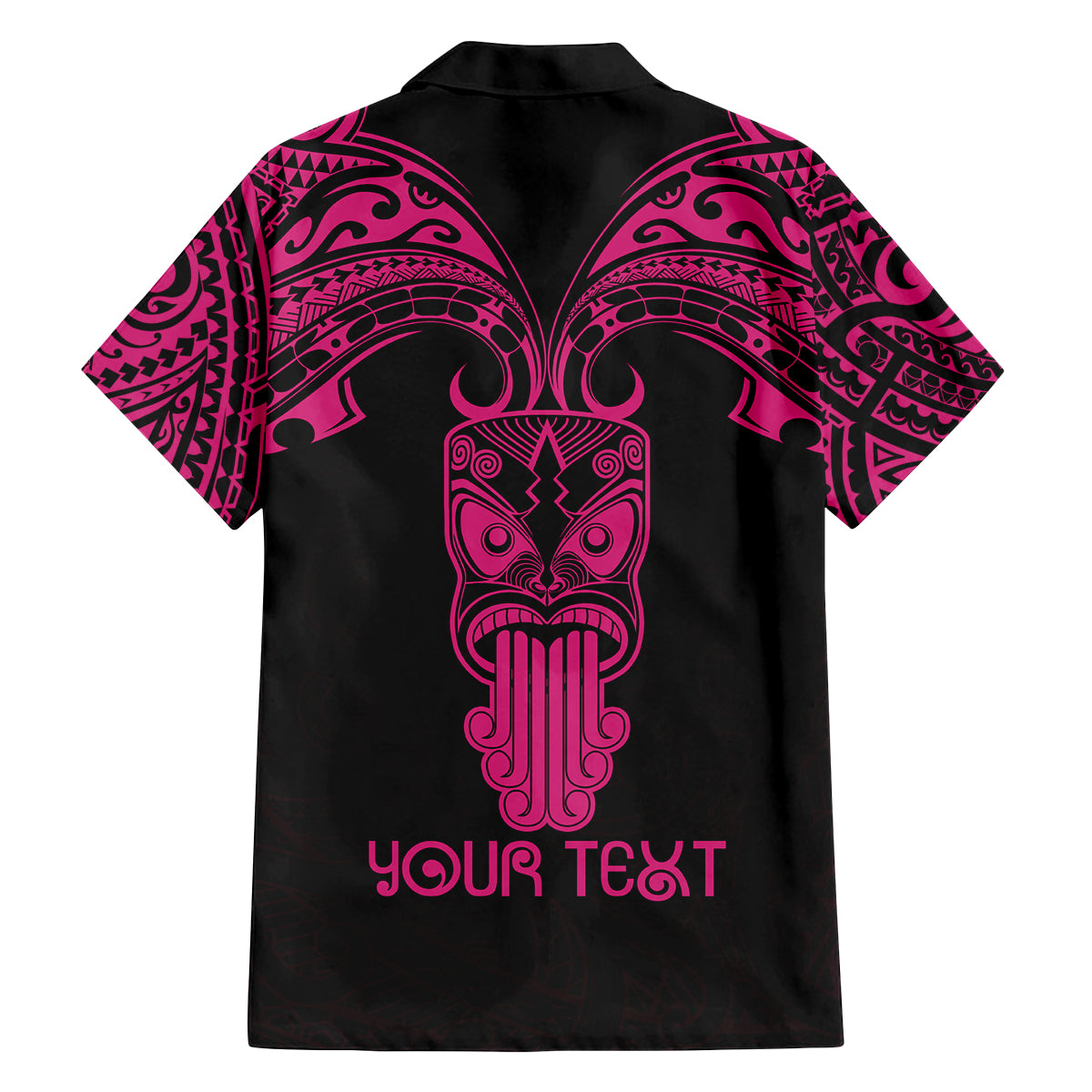 Personalised New Zealand Te Reo Maori Family Matching Off Shoulder Short Dress and Hawaiian Shirt Kia Kaha Maori Language Week Pink Style LT9 - Wonder Print Shop