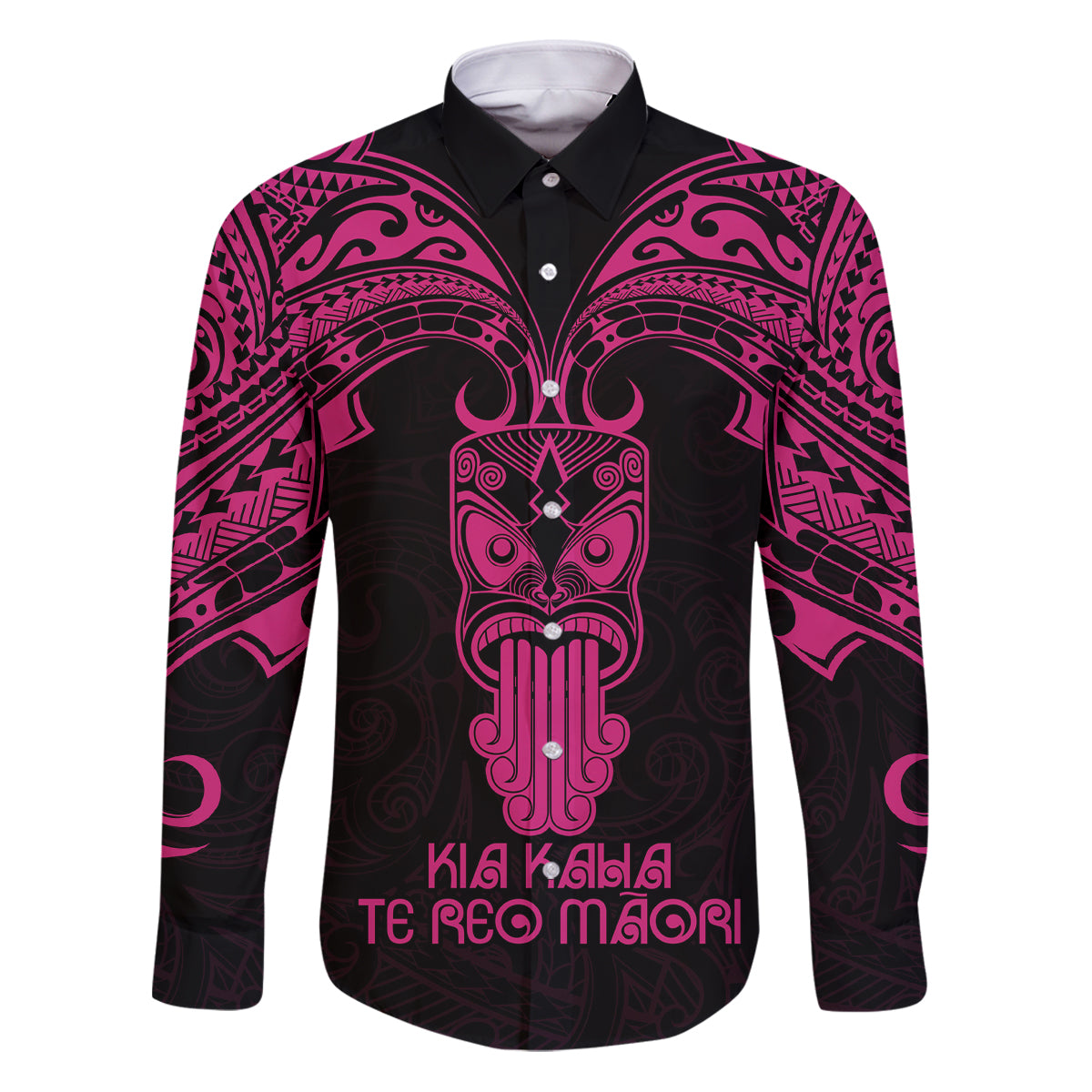 Personalised New Zealand Te Reo Maori Family Matching Puletasi Dress and Hawaiian Shirt Kia Kaha Maori Language Week Pink Style - Wonder Print Shop