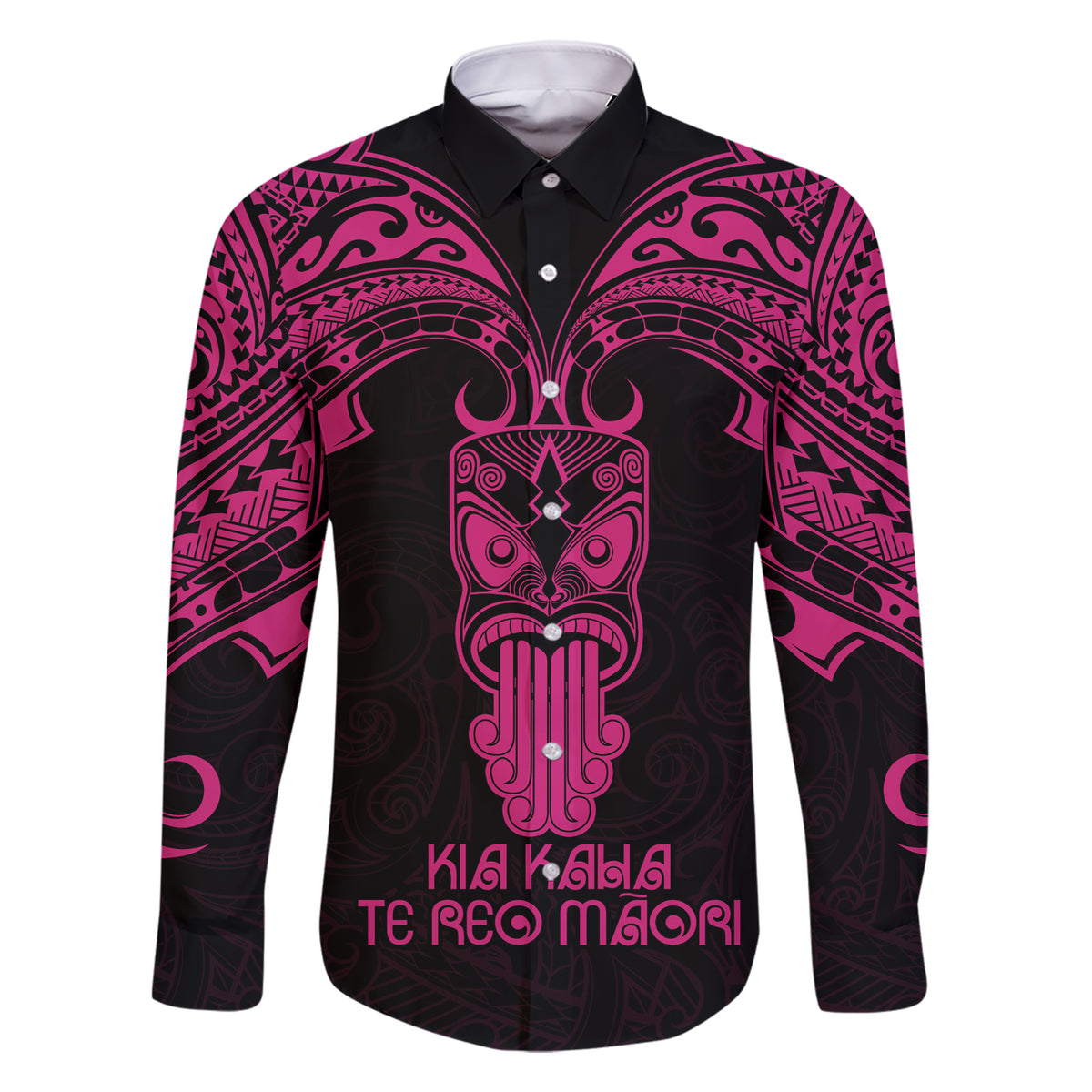 Personalised New Zealand Te Reo Maori Family Matching Short Sleeve Bodycon Dress and Hawaiian Shirt Kia Kaha Maori Language Week Pink Style - Wonder Print Shop