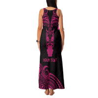Personalised New Zealand Te Reo Maori Family Matching Tank Maxi Dress and Hawaiian Shirt Kia Kaha Maori Language Week Pink Style - Wonder Print Shop