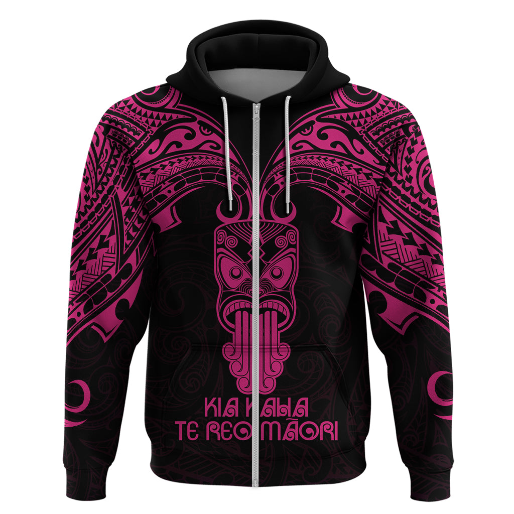 Personalised New Zealand Te Reo Maori Hoodie Kia Kaha Maori Language Week Pink Style - Wonder Print Shop