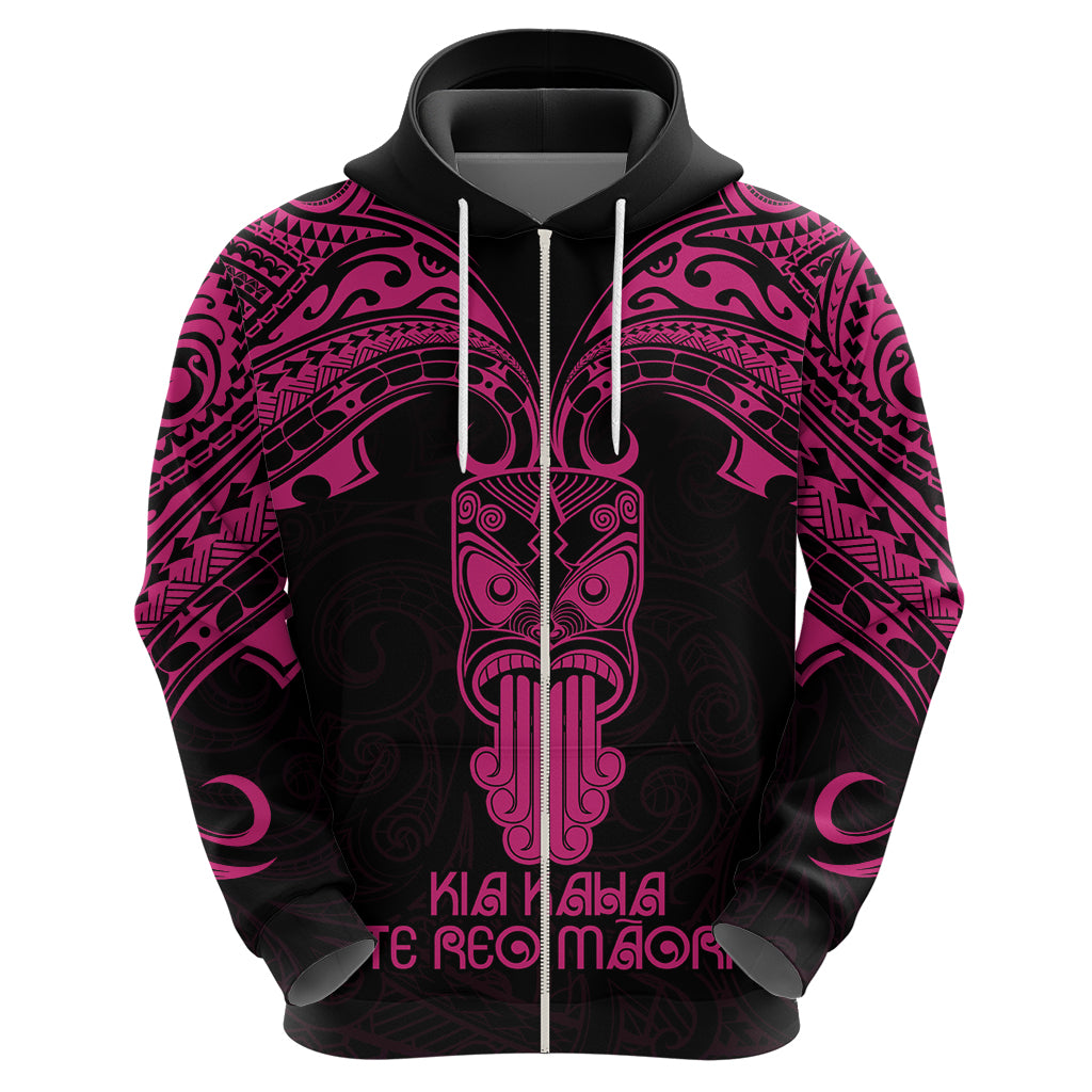 Personalised New Zealand Te Reo Maori Hoodie Kia Kaha Maori Language Week Pink Style - Wonder Print Shop