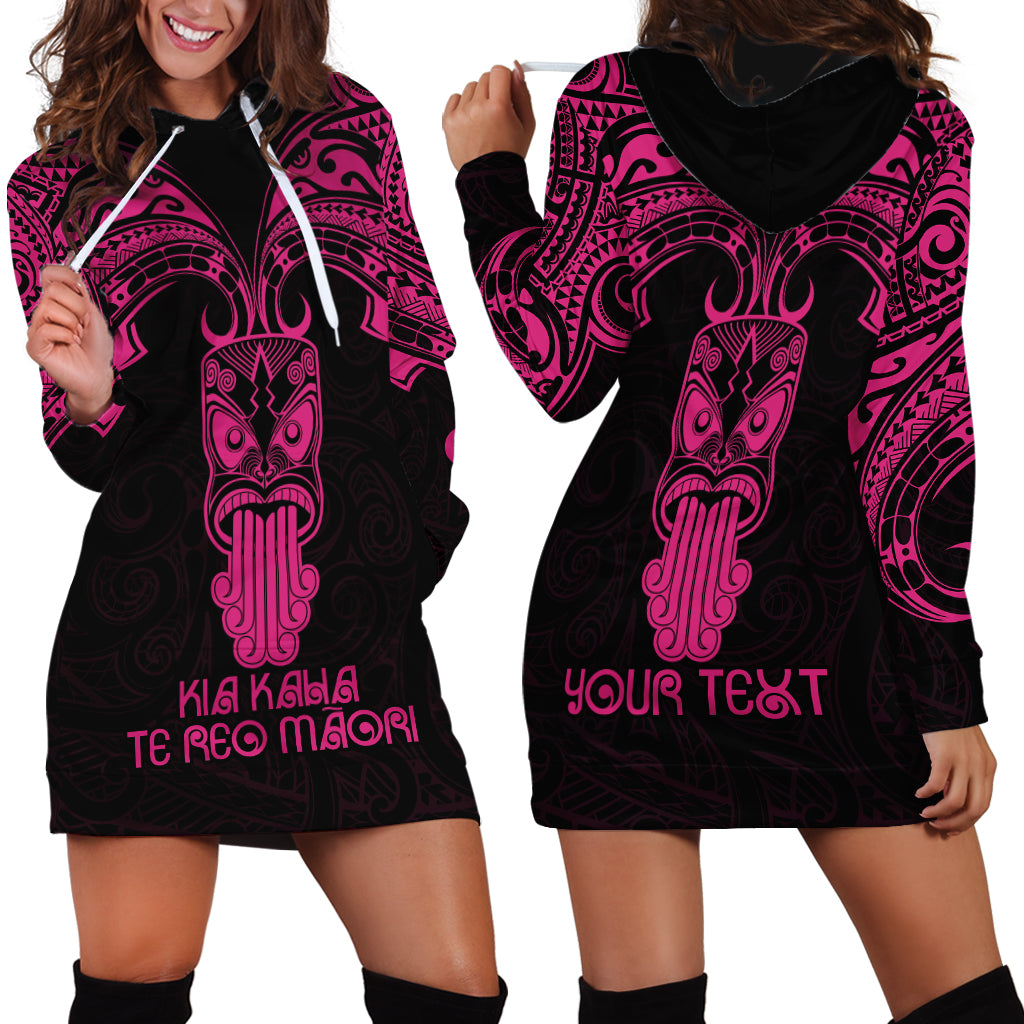 Personalised New Zealand Te Reo Maori Hoodie Dress Kia Kaha Maori Language Week Pink Style - Wonder Print Shop