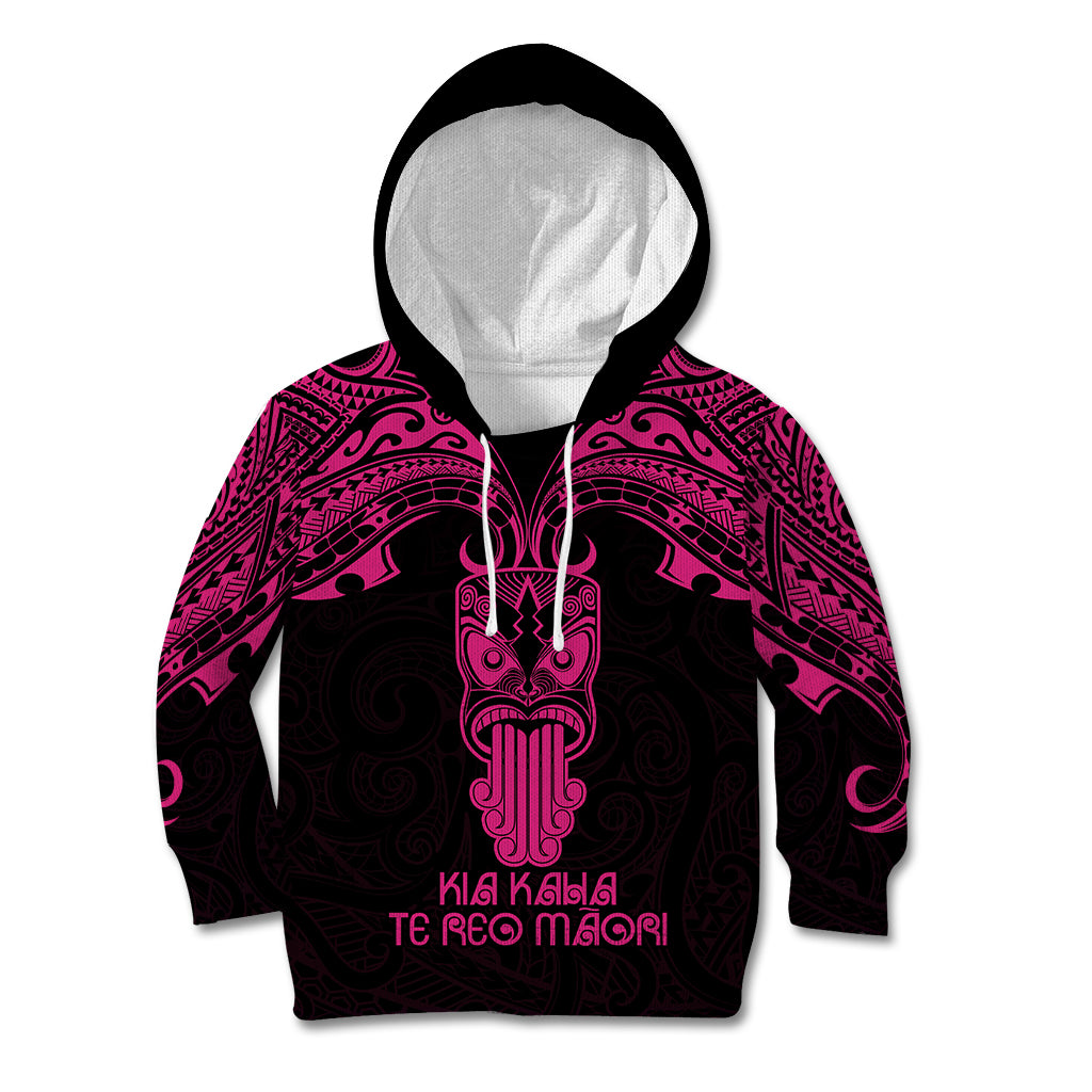 Personalised New Zealand Te Reo Maori Kid Hoodie Kia Kaha Maori Language Week Pink Style - Wonder Print Shop