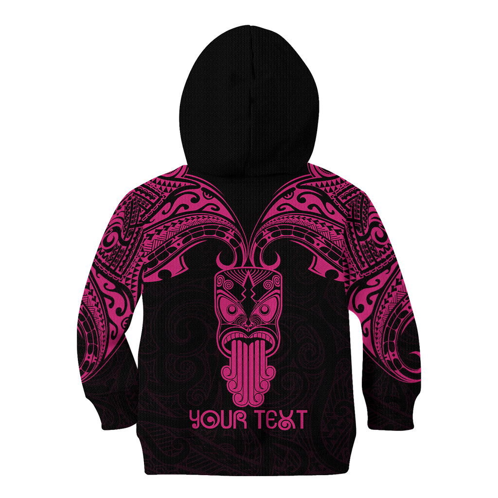Personalised New Zealand Te Reo Maori Kid Hoodie Kia Kaha Maori Language Week Pink Style - Wonder Print Shop