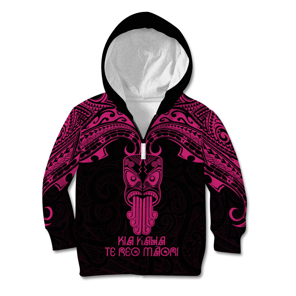 Personalised New Zealand Te Reo Maori Kid Hoodie Kia Kaha Maori Language Week Pink Style - Wonder Print Shop