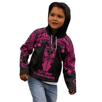 Personalised New Zealand Te Reo Maori Kid Hoodie Kia Kaha Maori Language Week Pink Style - Wonder Print Shop