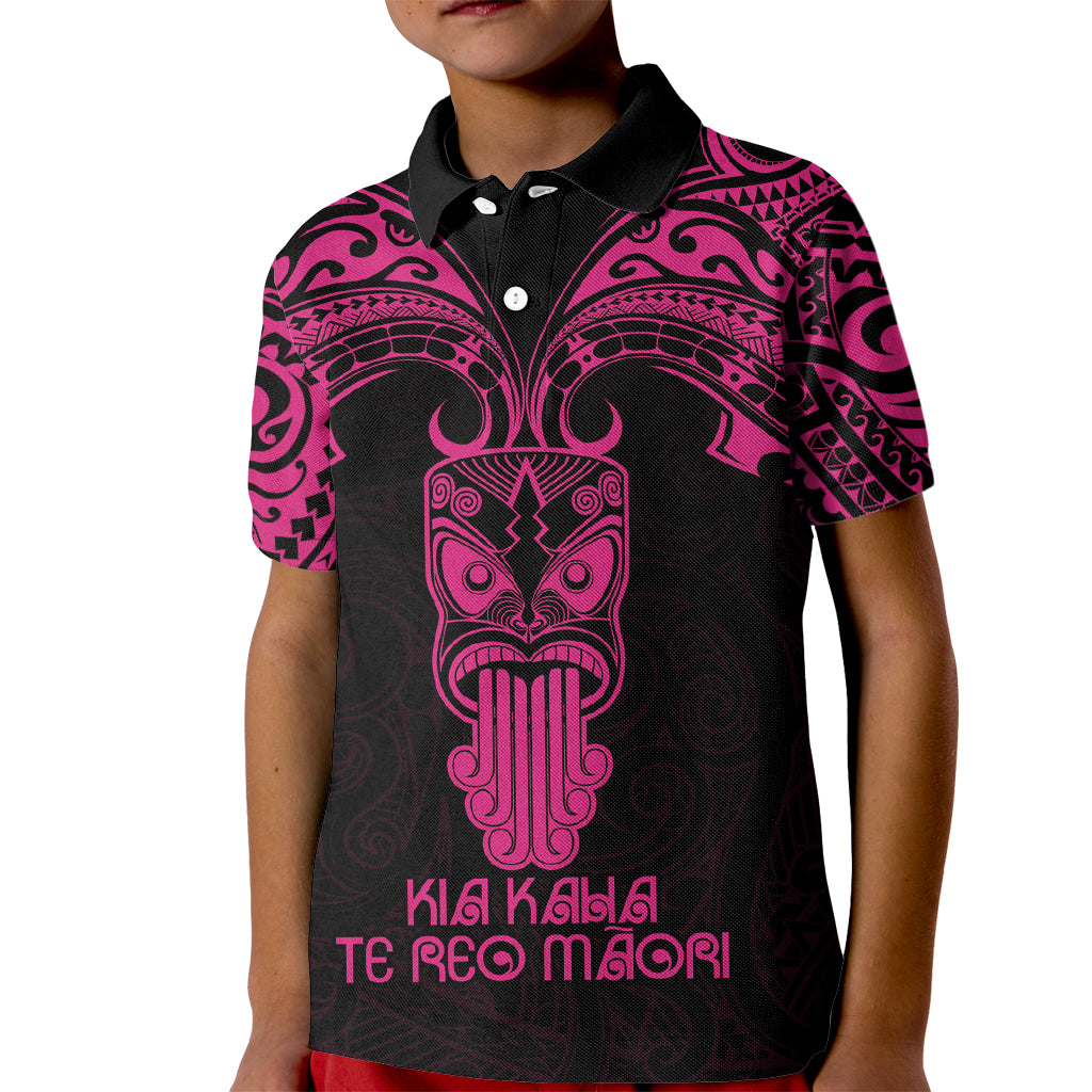 Personalised New Zealand Te Reo Maori Kid Polo Shirt Kia Kaha Maori Language Week Pink Style - Wonder Print Shop