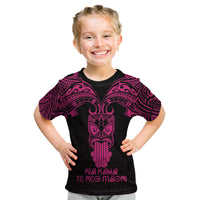 Personalised New Zealand Te Reo Maori Kid T Shirt Kia Kaha Maori Language Week Pink Style - Wonder Print Shop