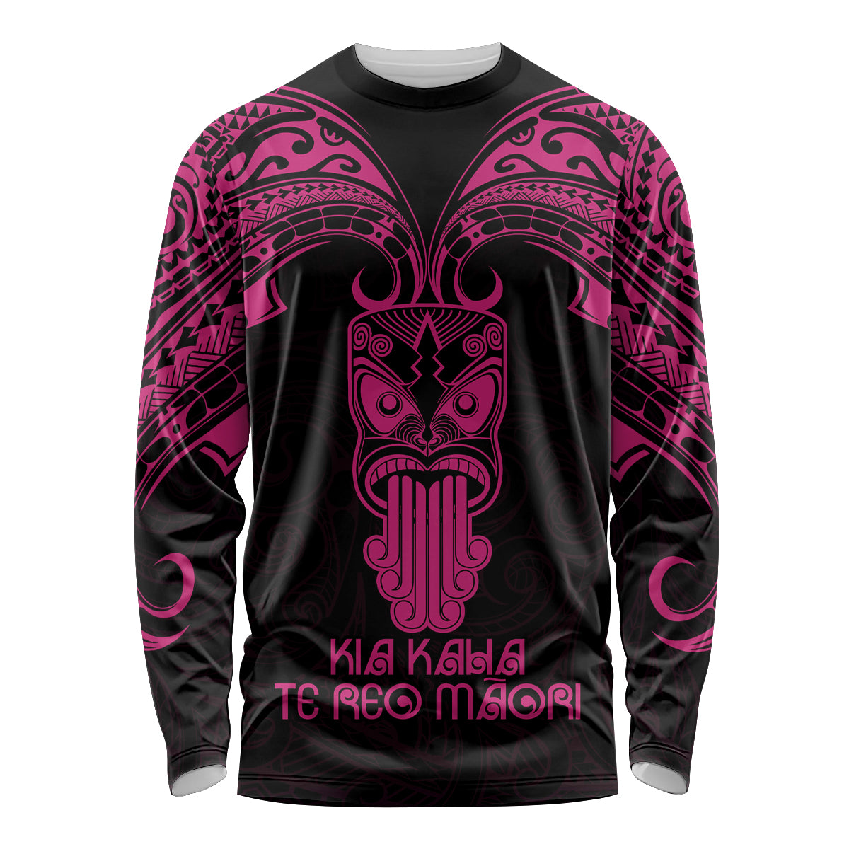 Personalised New Zealand Te Reo Maori Long Sleeve Shirt Kia Kaha Maori Language Week Pink Style - Wonder Print Shop