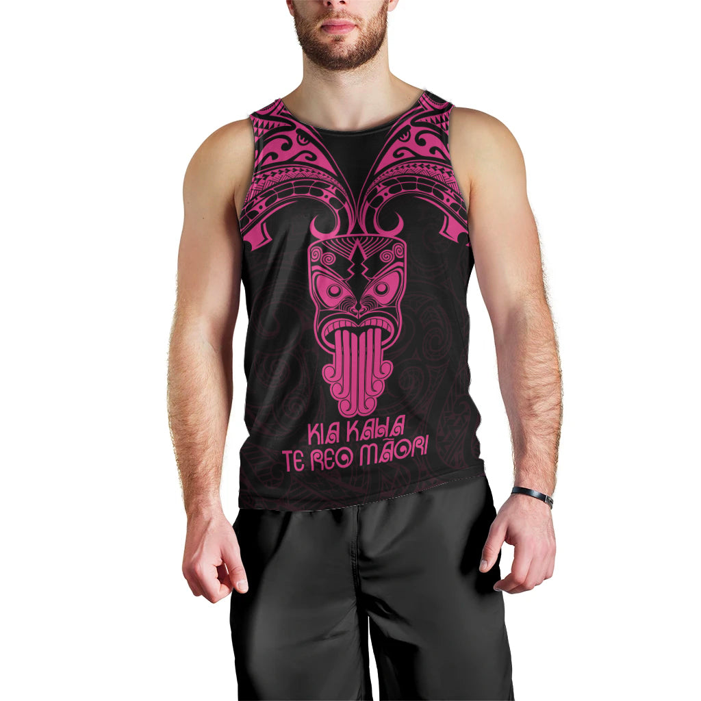 Personalised New Zealand Te Reo Maori Men Tank Top Kia Kaha Maori Language Week Pink Style LT9