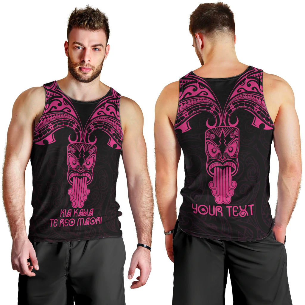 Personalised New Zealand Te Reo Maori Men Tank Top Kia Kaha Maori Language Week Pink Style LT9
