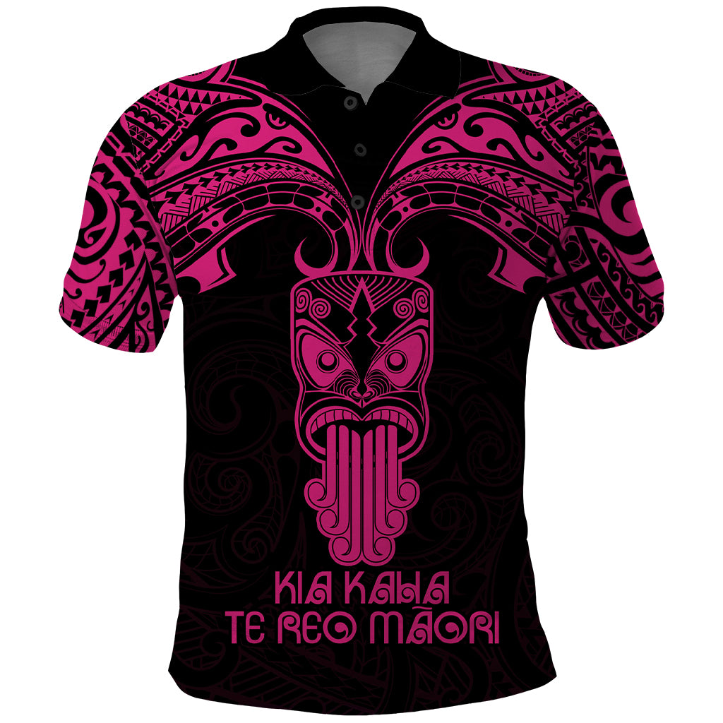 Personalised New Zealand Te Reo Maori Polo Shirt Kia Kaha Maori Language Week Pink Style LT9