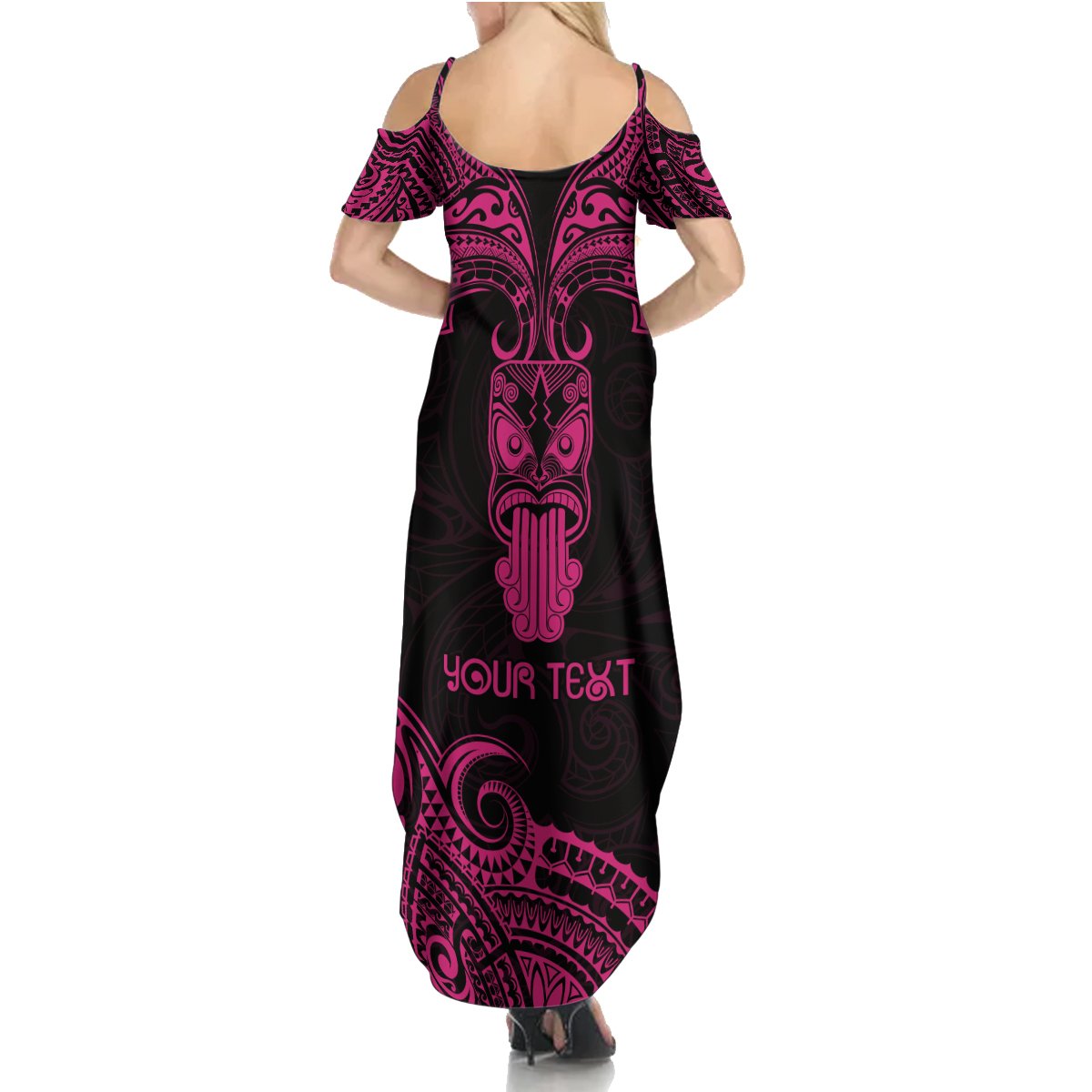 Personalised New Zealand Te Reo Maori Summer Maxi Dress Kia Kaha Maori Language Week Pink Style - Wonder Print Shop
