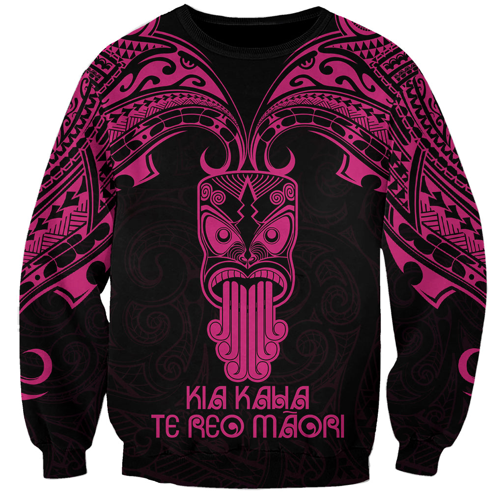 Personalised New Zealand Te Reo Maori Sweatshirt Kia Kaha Maori Language Week Pink Style - Wonder Print Shop