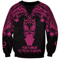 Personalised New Zealand Te Reo Maori Sweatshirt Kia Kaha Maori Language Week Pink Style - Wonder Print Shop