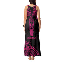 Personalised New Zealand Te Reo Maori Tank Maxi Dress Kia Kaha Maori Language Week Pink Style - Wonder Print Shop