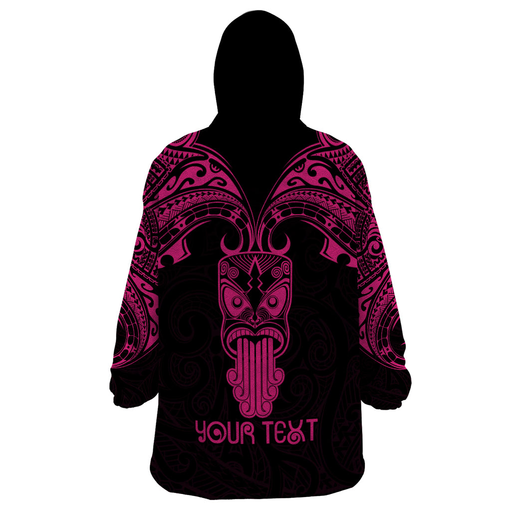 Personalised New Zealand Te Reo Maori Wearable Blanket Hoodie Kia Kaha Maori Language Week Pink Style - Wonder Print Shop