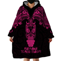Personalised New Zealand Te Reo Maori Wearable Blanket Hoodie Kia Kaha Maori Language Week Pink Style - Wonder Print Shop