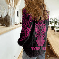 Personalised New Zealand Te Reo Maori Women Casual Shirt Kia Kaha Maori Language Week Pink Style - Wonder Print Shop