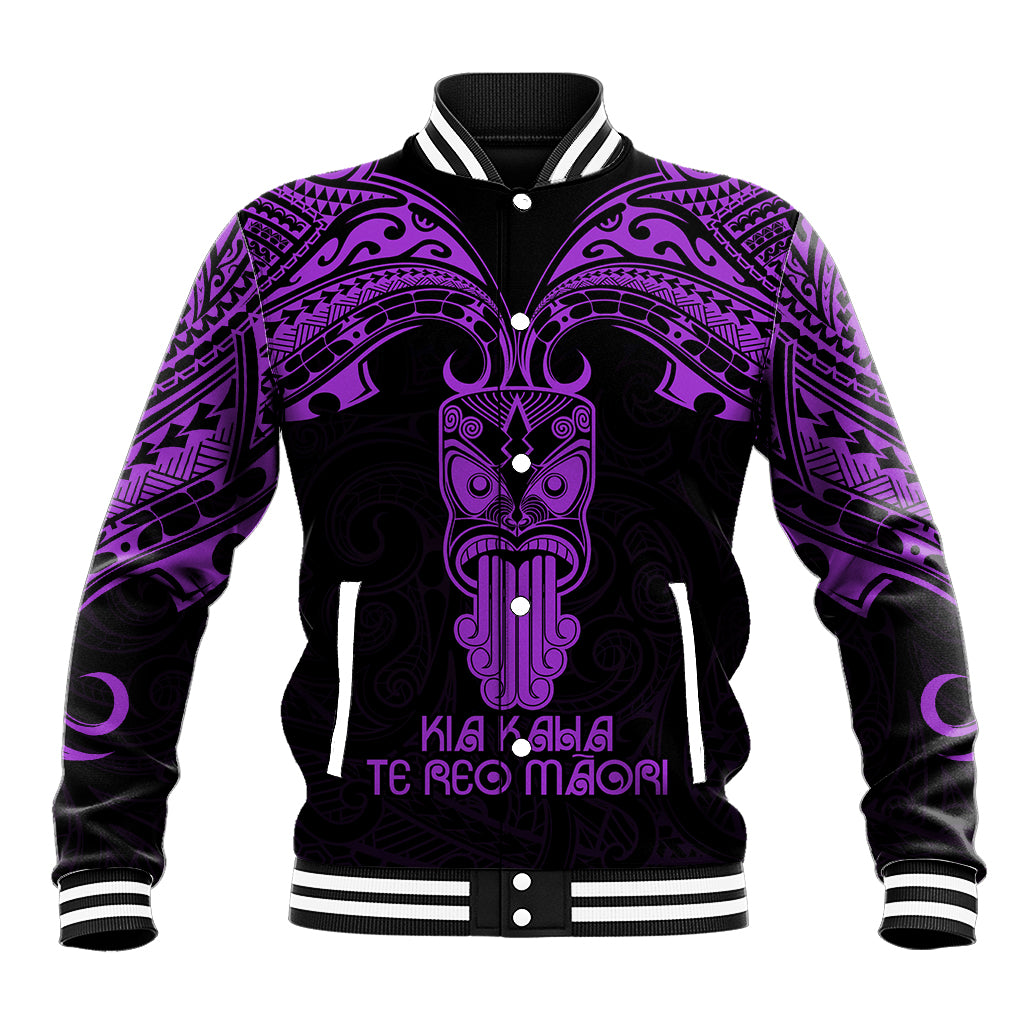 Personalised New Zealand Te Reo Maori Baseball Jacket Kia Kaha Maori Language Week Purple Style LT9 - Wonder Print Shop
