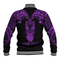 Personalised New Zealand Te Reo Maori Baseball Jacket Kia Kaha Maori Language Week Purple Style LT9 - Wonder Print Shop