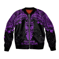 Personalised New Zealand Te Reo Maori Bomber Jacket Kia Kaha Maori Language Week Purple Style LT9 - Wonder Print Shop