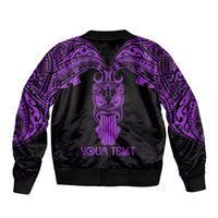 Personalised New Zealand Te Reo Maori Bomber Jacket Kia Kaha Maori Language Week Purple Style LT9 - Wonder Print Shop