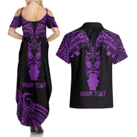 Personalised New Zealand Te Reo Maori Couples Matching Summer Maxi Dress and Hawaiian Shirt Kia Kaha Maori Language Week Purple Style LT9 - Wonder Print Shop