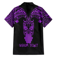 Personalised New Zealand Te Reo Maori Family Matching Long Sleeve Bodycon Dress and Hawaiian Shirt Kia Kaha Maori Language Week Purple Style LT9 - Wonder Print Shop