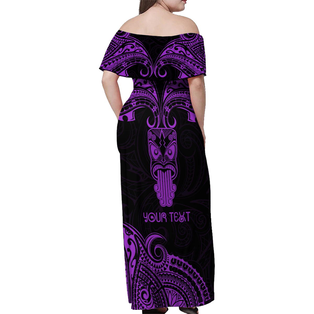 Personalised New Zealand Te Reo Maori Family Matching Off Shoulder Maxi Dress and Hawaiian Shirt Kia Kaha Maori Language Week Purple Style LT9 - Wonder Print Shop